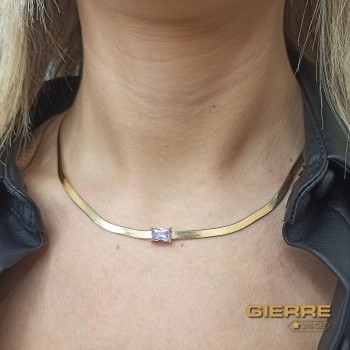 Plaque d'or zircon lilas